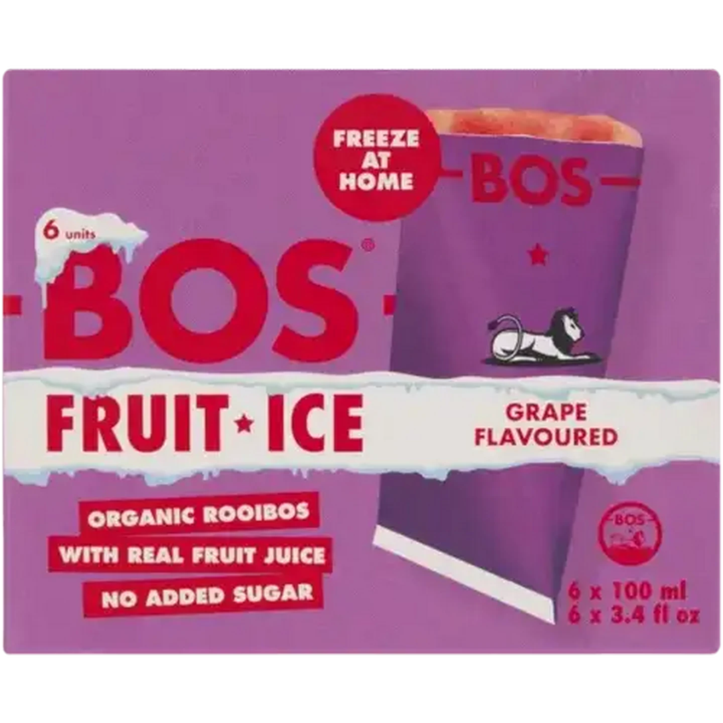 Image of BOS Grape Flavoured Fruit Ice 6 x 100ml