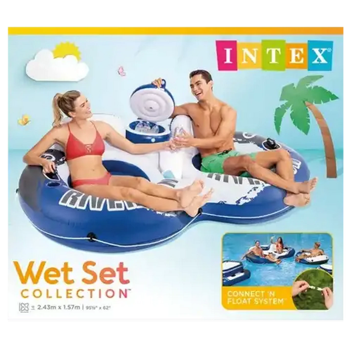 Image of Intex River Run Inflatable Lounge & Cooler 243 x 157cm