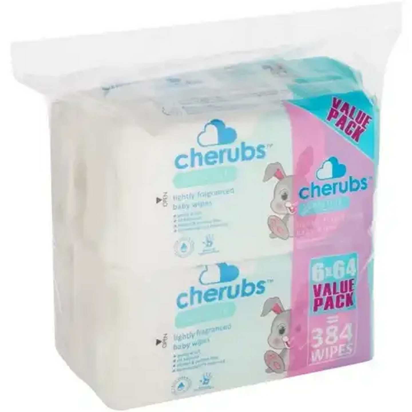 Image of Cherubs Sensitive Lightly Fragranced Baby Wipes 6 x 64 Pack