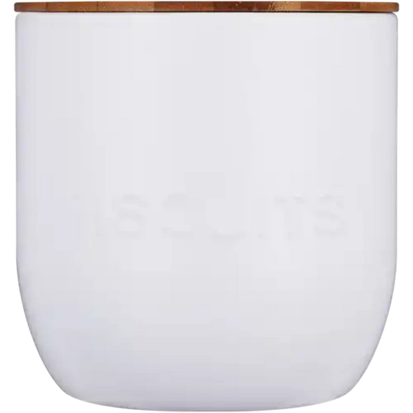 Image of Embossed White Biscuit Tin with Bamboo Lid