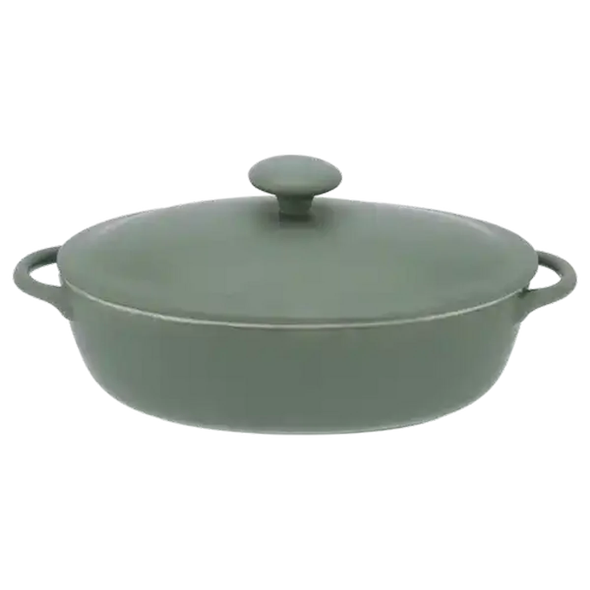 Checkers Sixty60 | Oval Matt Green Stoneware Casserole 34.5cm