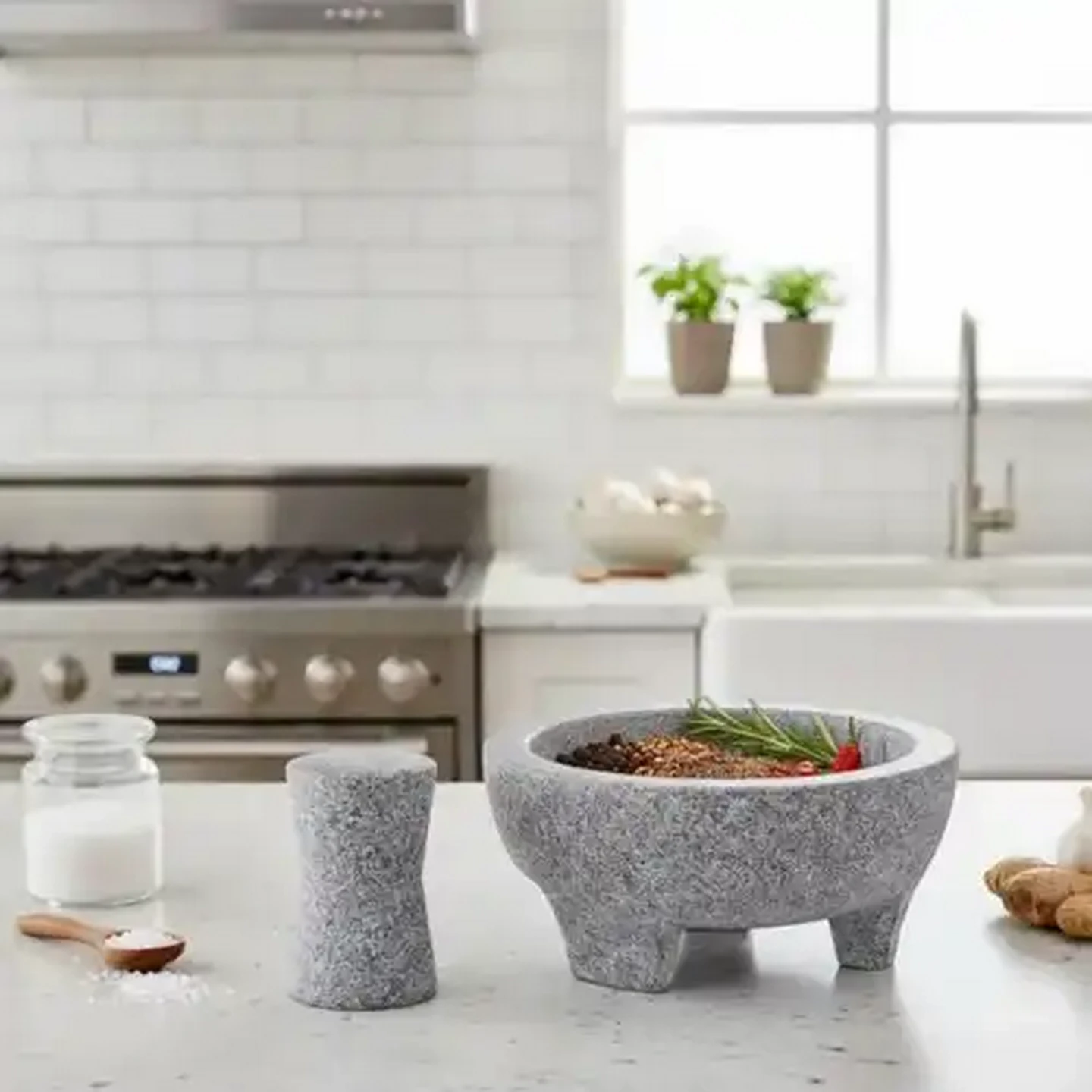 Image of Forage And Feast Granite Pestle & Mortar Set 20 x 9cm