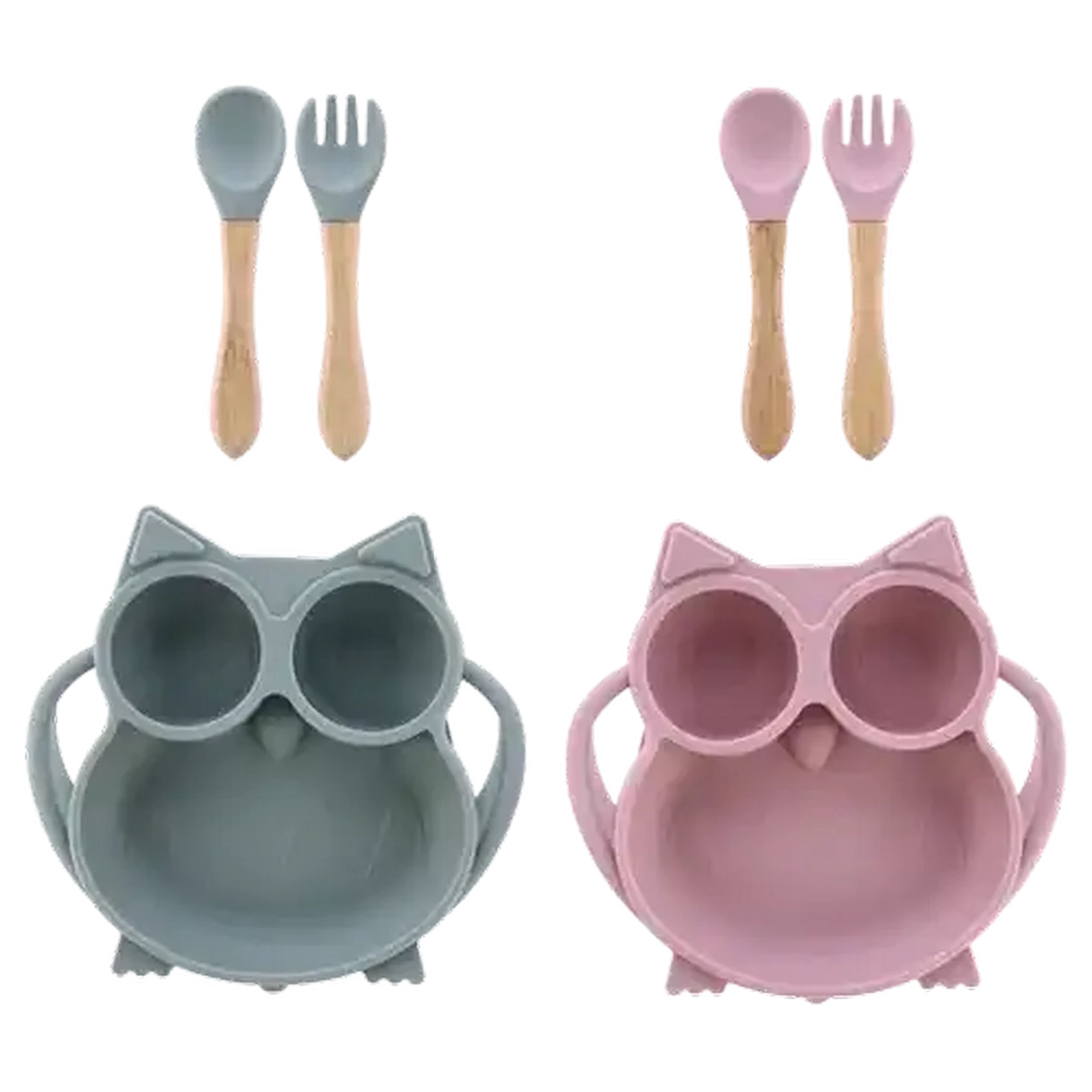 Image of Jolly Tots Silicone Suction Owl Bowl Set 3 Piece 12 Months+ (Colour May Vary)