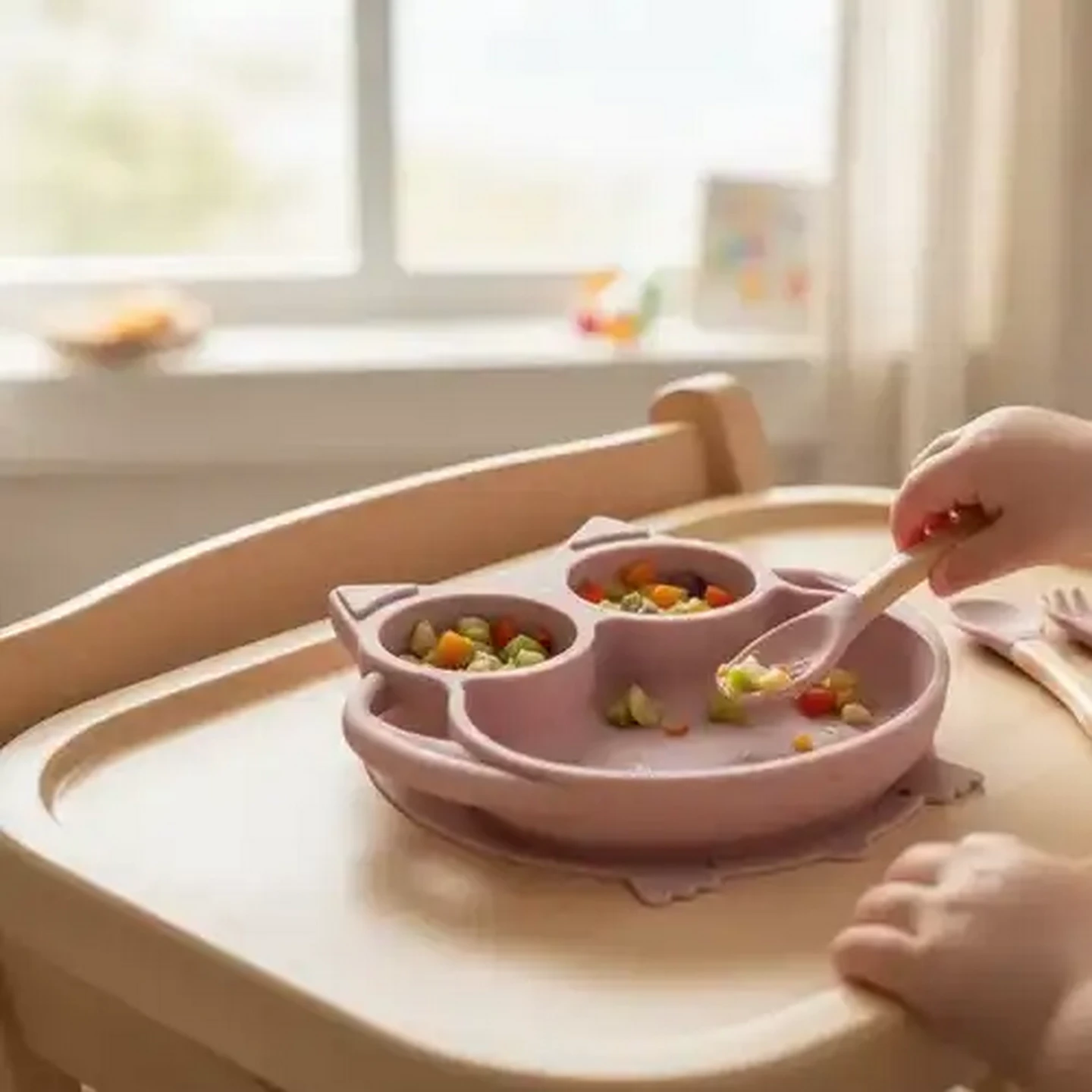 Image of Jolly Tots Silicone Suction Owl Bowl Set 3 Piece 12 Months+ (Colour May Vary)