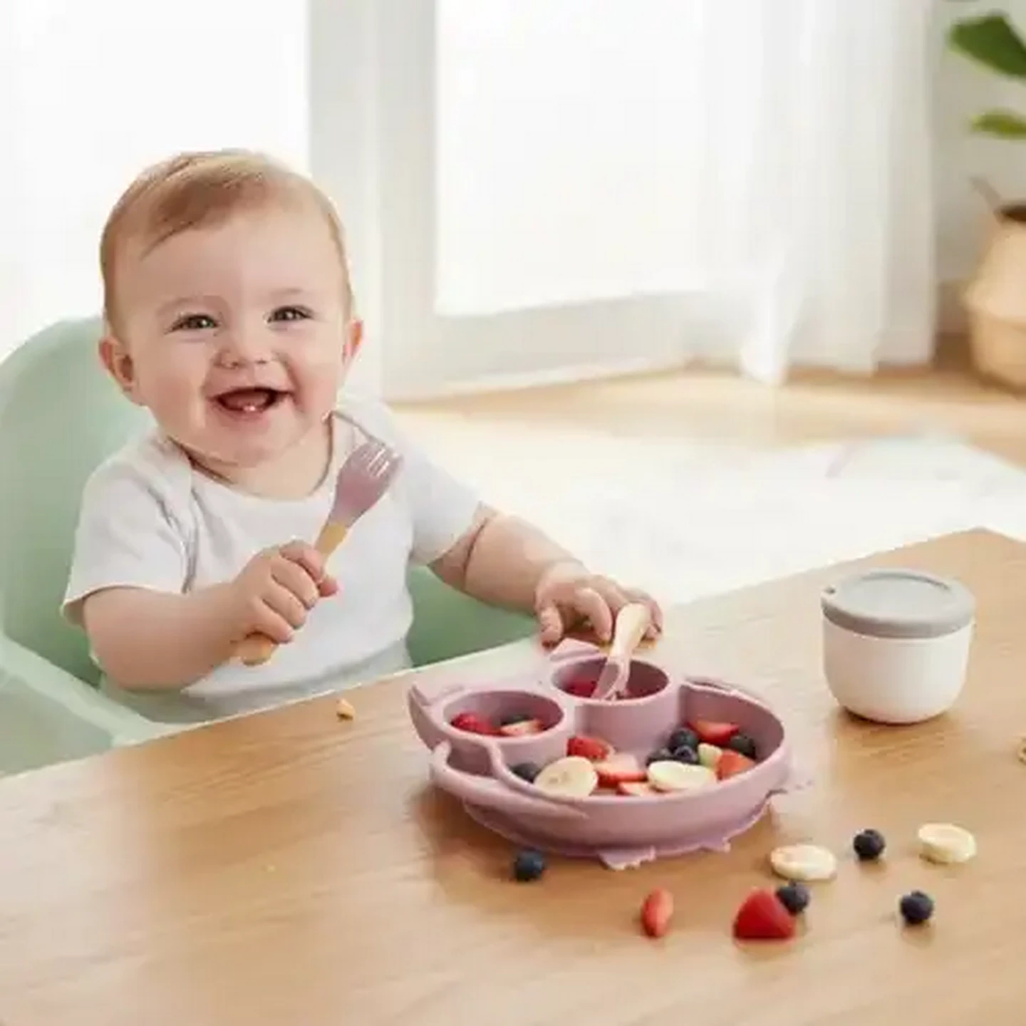 Image of Jolly Tots Silicone Suction Owl Bowl Set 3 Piece 12 Months+ (Colour May Vary)