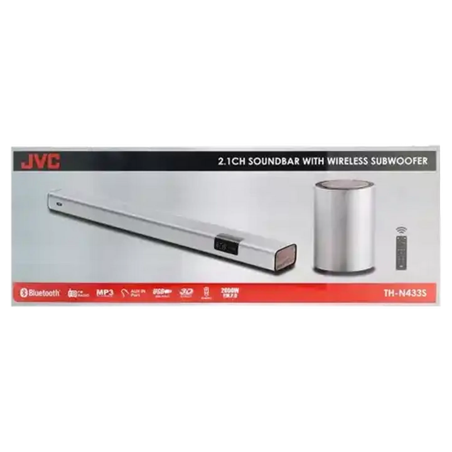Image of JVC Silver Soundbar with Wireless Subwoofer 2.1Ch