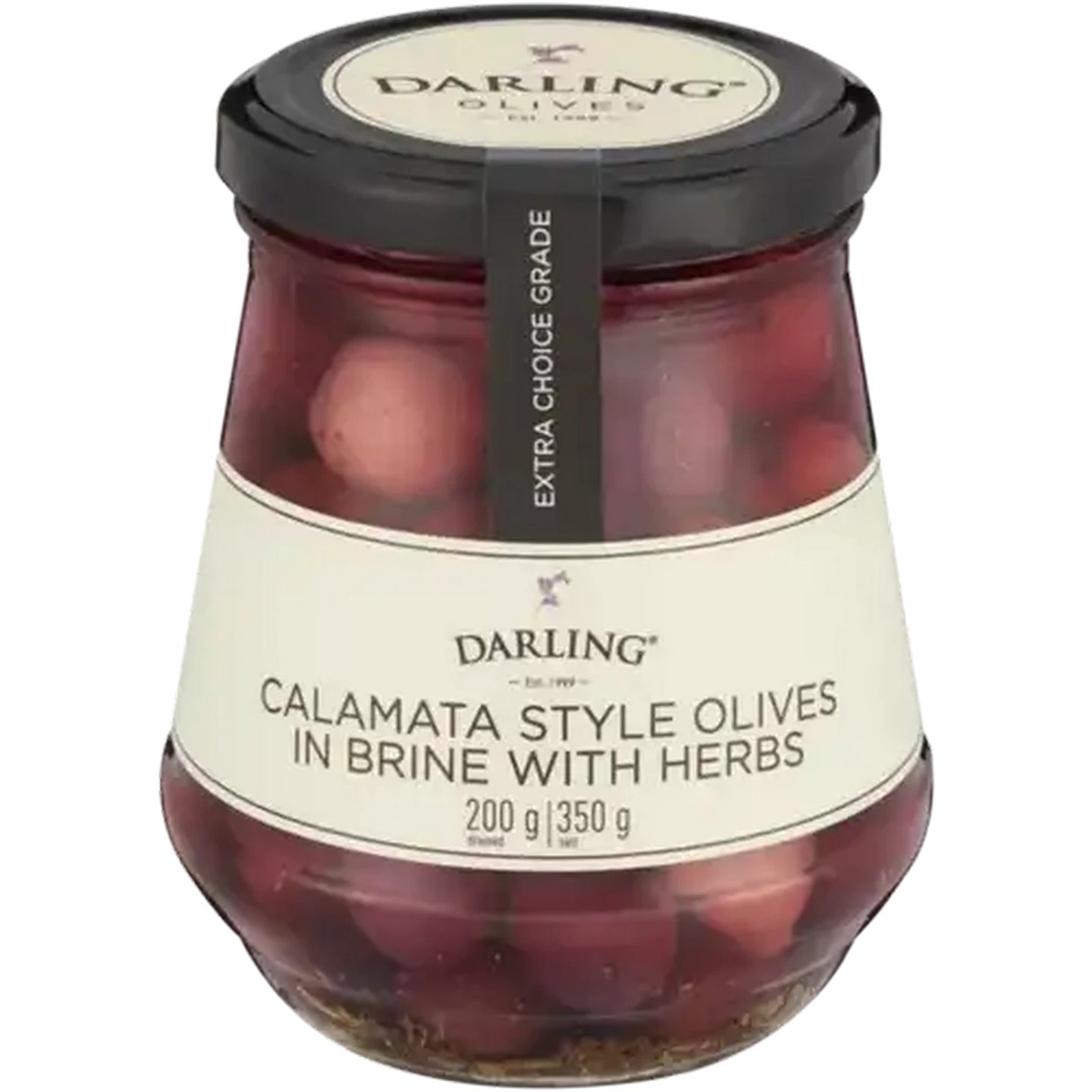 Image of Darling Calamata Style Olives in Brine with Herbs 350g