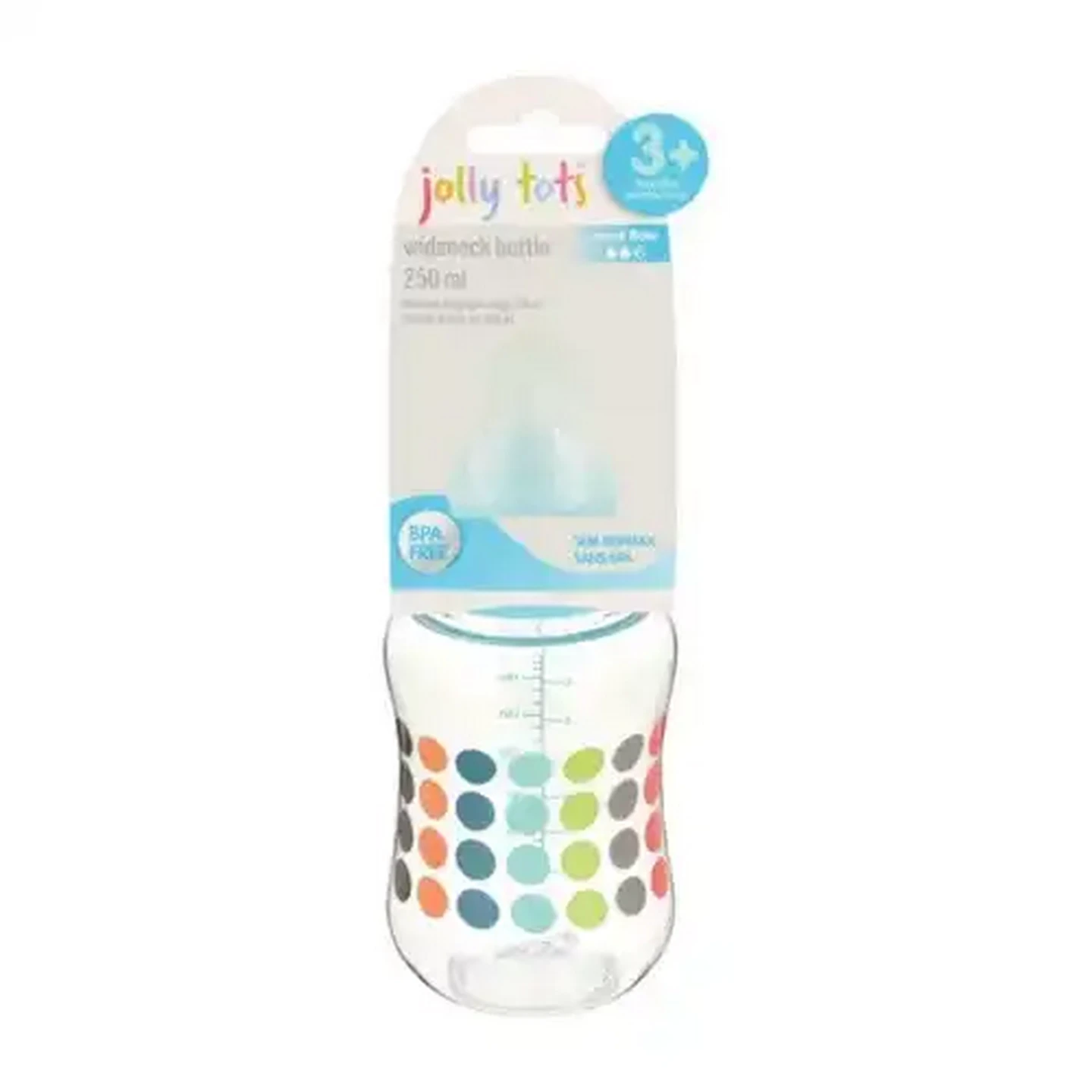 Image of Jolly Tots Medium Flow Wide Neck Baby Bottle 250ml