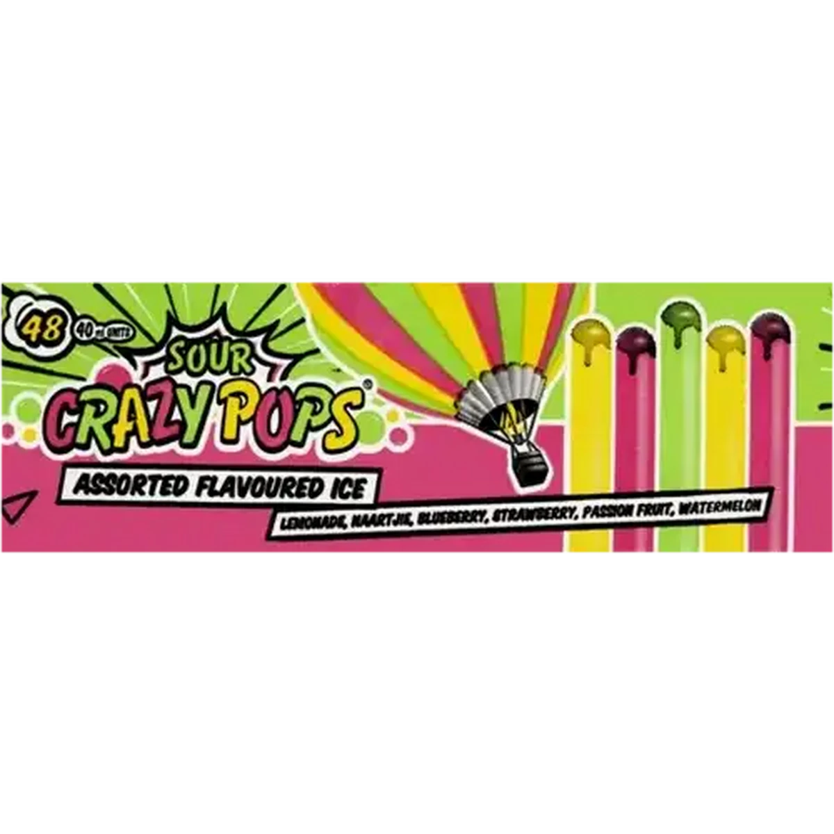 Checkers Sixty60 | Crazy Pops Assorted Sour Flavoured Ice Pops 48