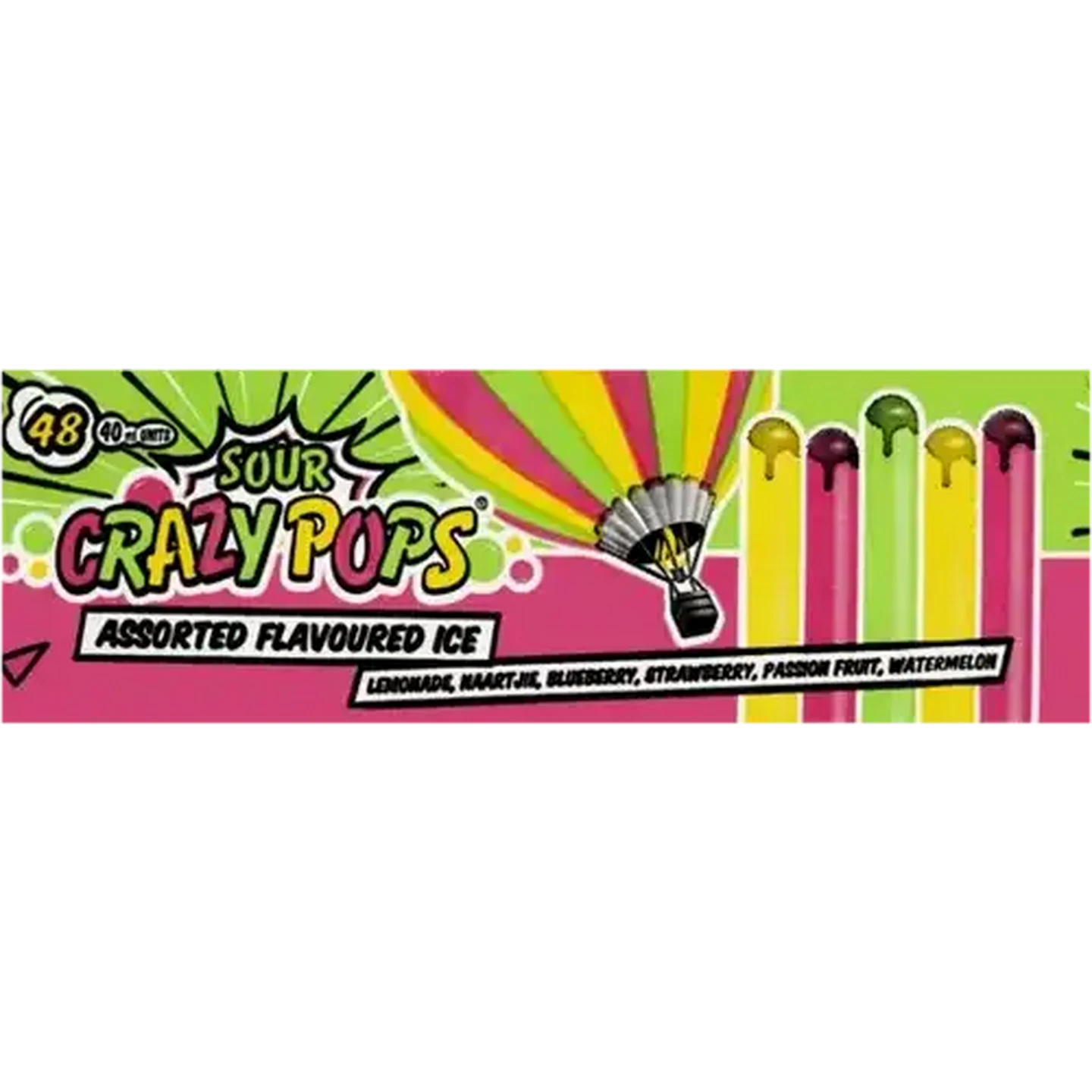 Checkers Sixty60 | Crazy Pops Assorted Sour Flavoured Ice Pops 48
