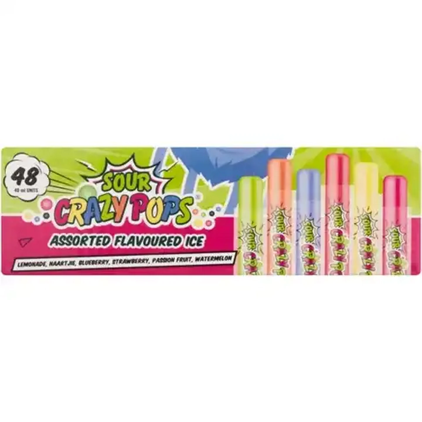 【サービス品@980〜】バンプ ラズベリーアイス Checkers Sixty60 | Crazy Pops Assorted Sour Flavoured Ice Pops 48