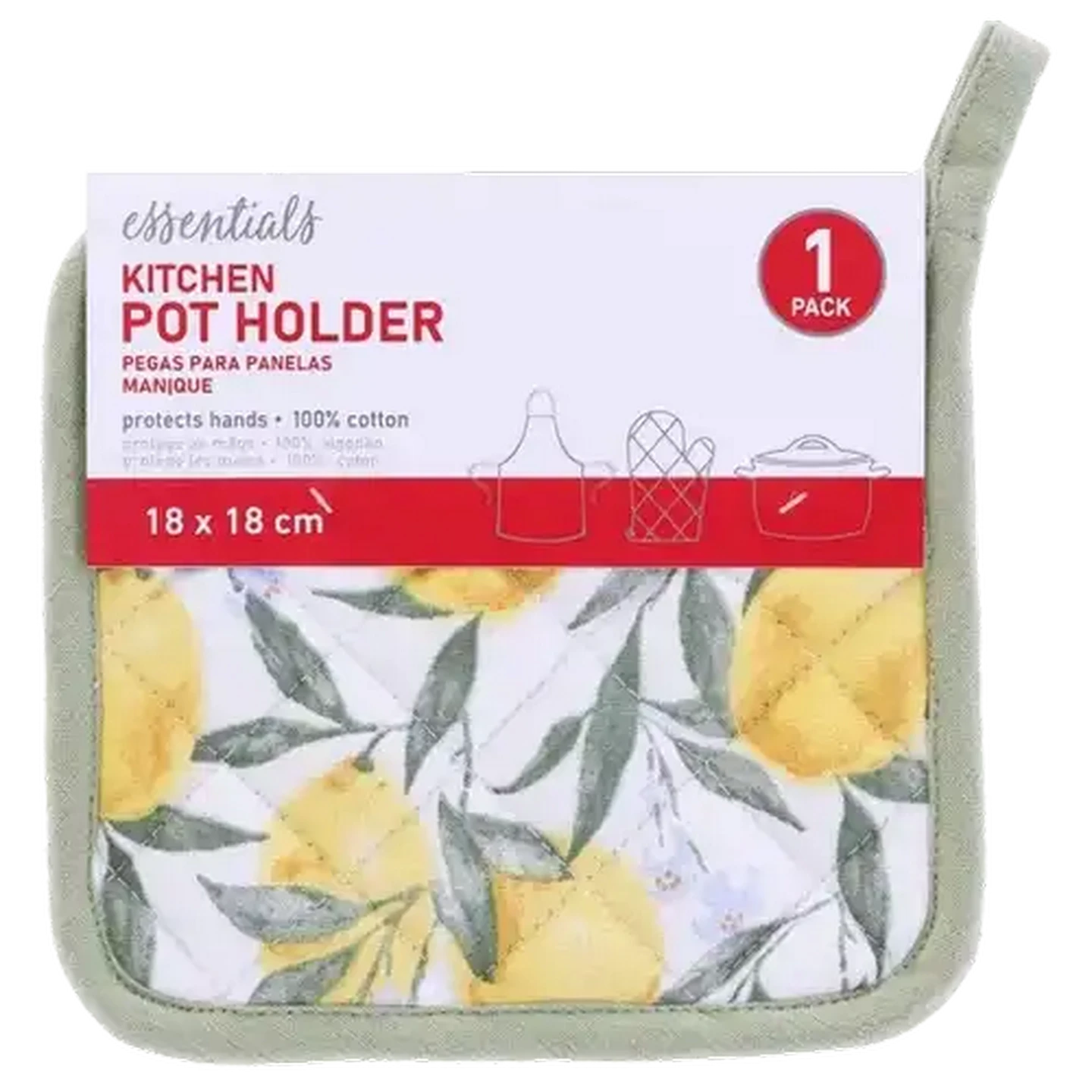 Image of Essentials Yellow Lemon Kitchen Pot Holder 18 x 28cm