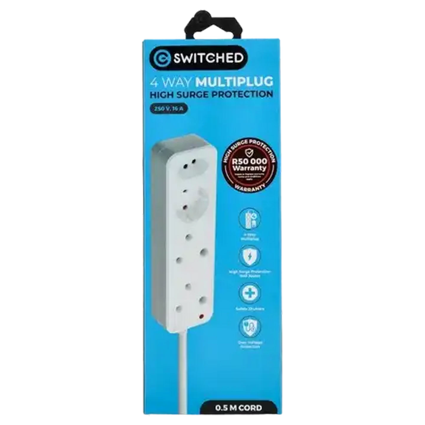 Image of Switched High Surge 4-Way Multiplug 0.5m