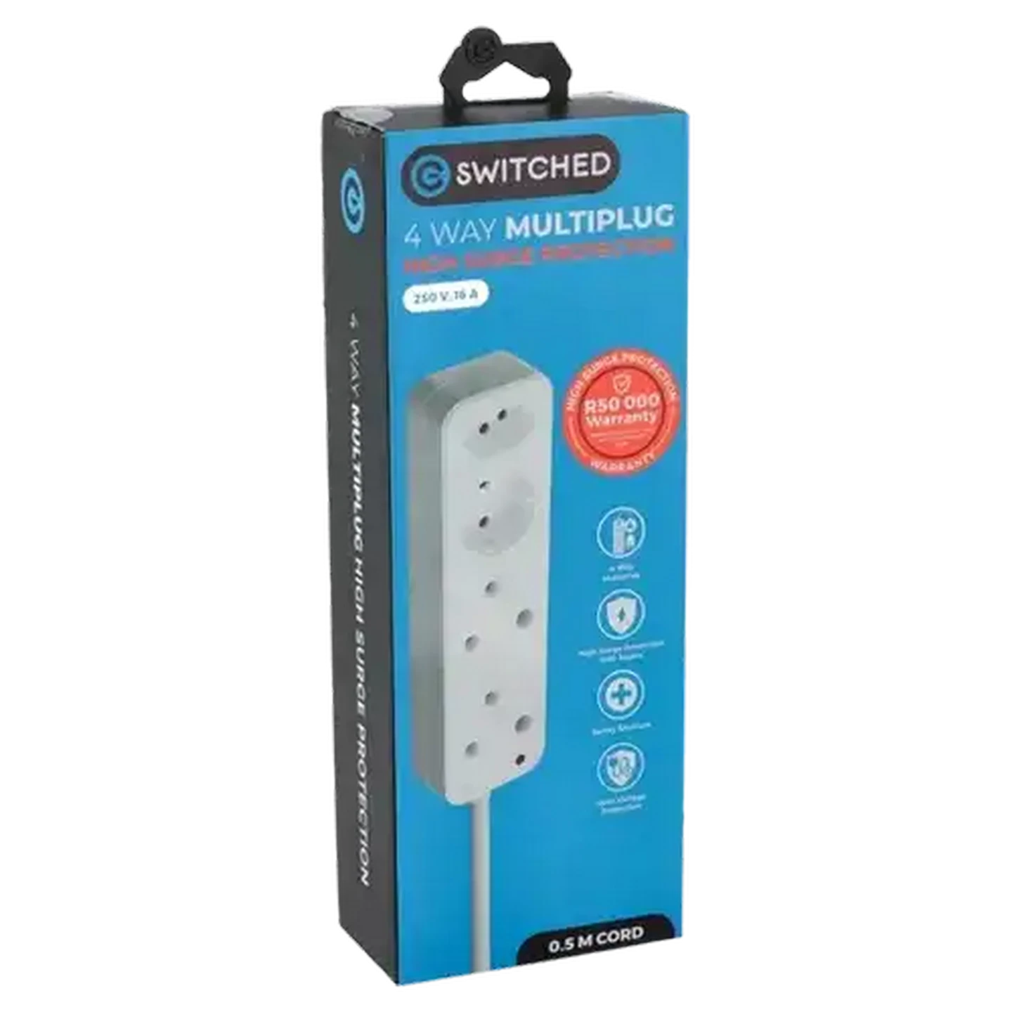 Image of Switched High Surge 4-Way Multiplug 0.5m