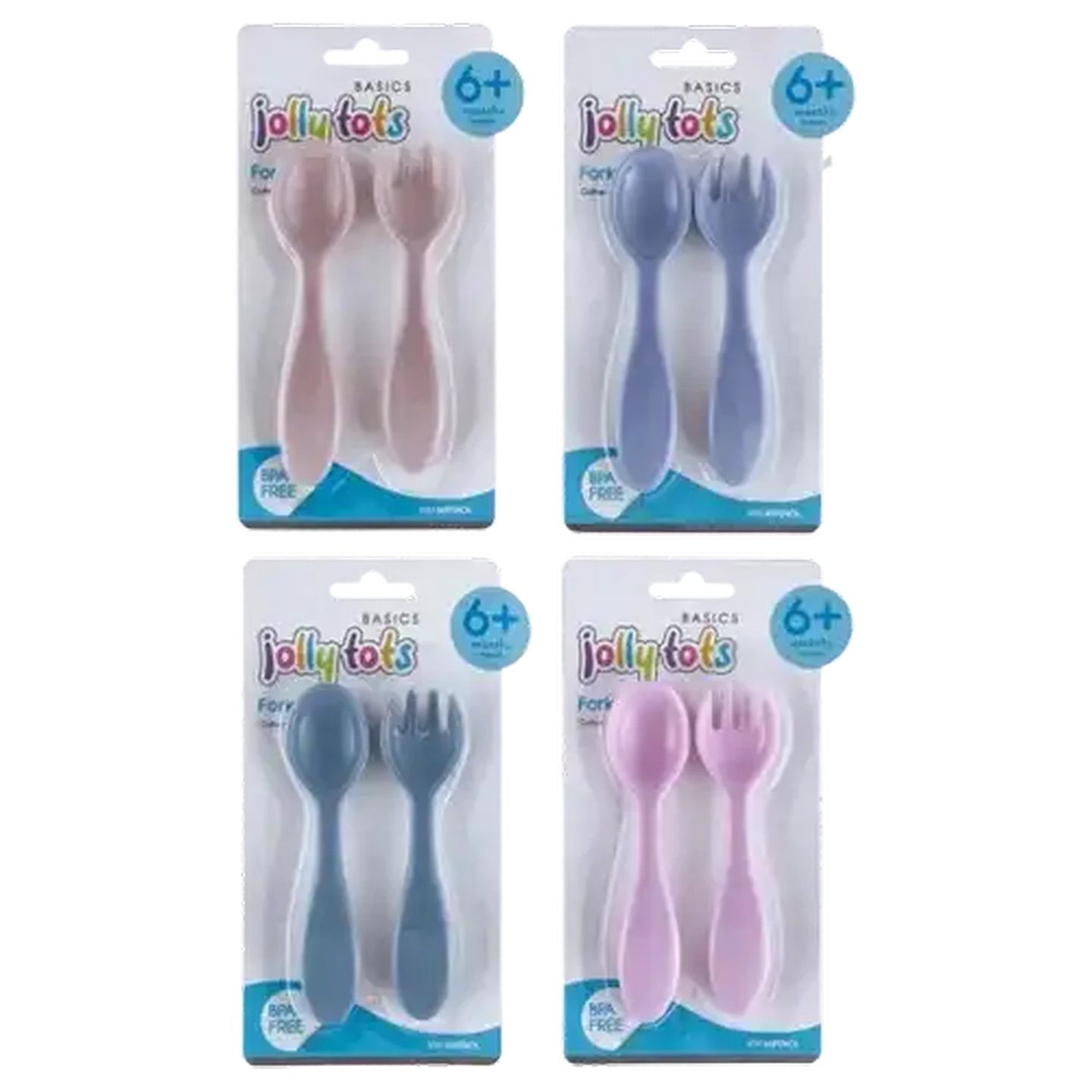 Image of Jolly Tots Fork & Spoon Set 6 Months + (Colour May Vary)
