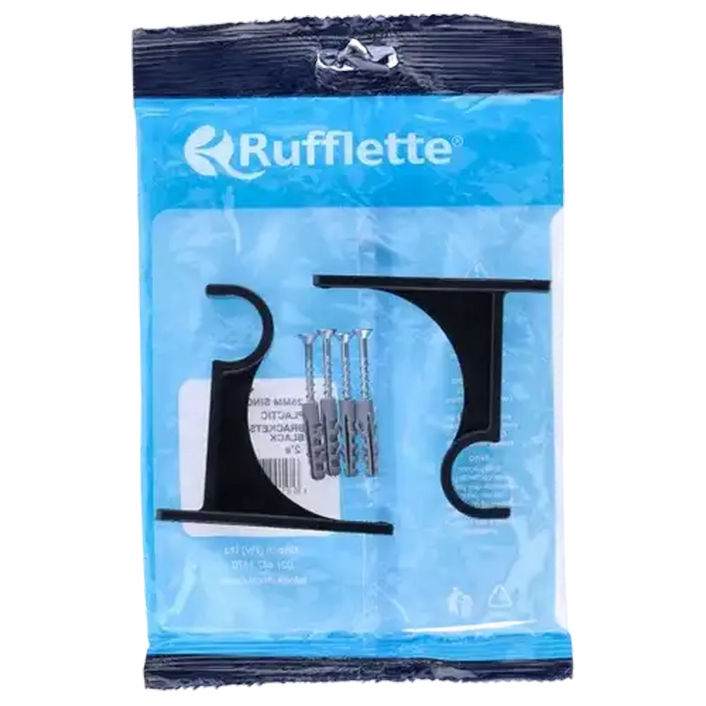 Image of Rufflette Black Plastic Single Bracket 25mm