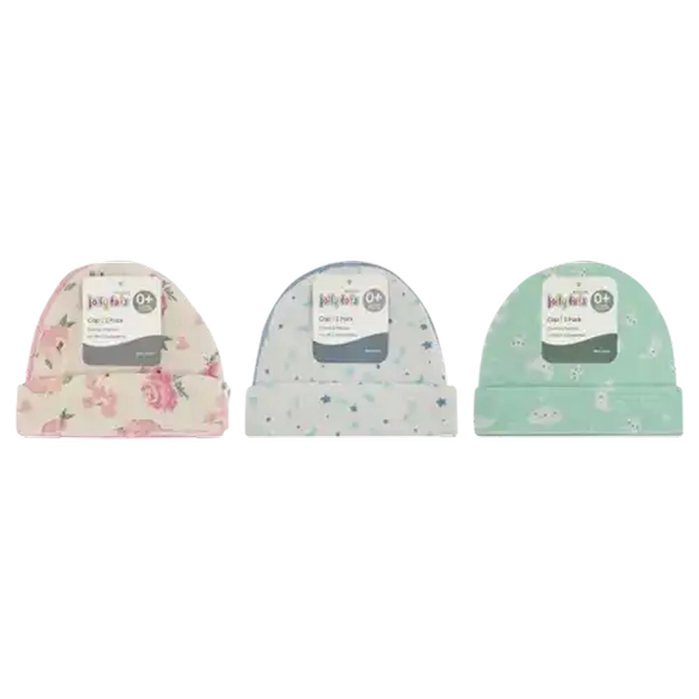 Image of Jolly Tots Newborn Basics Baby Caps 2-Pack (Design May Vary)
