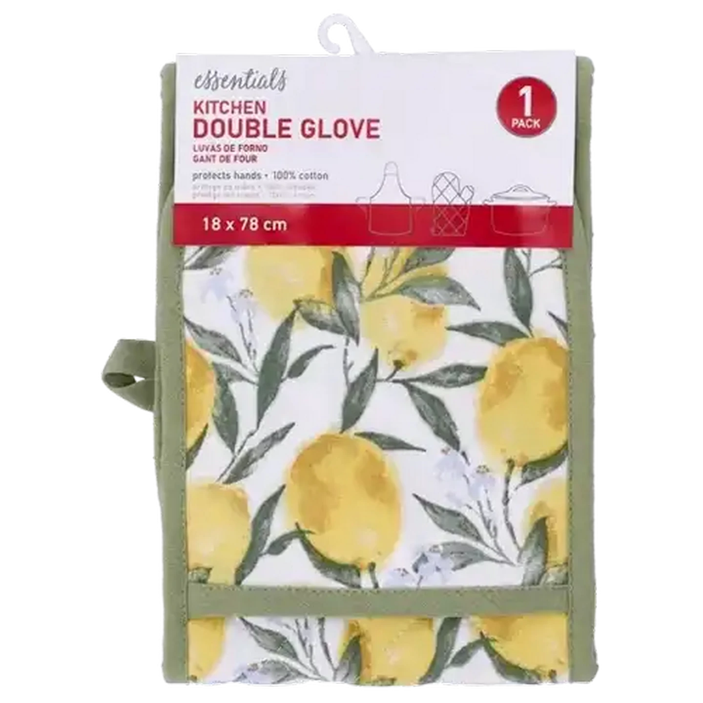 Image of Essentials Yellow Lemon Kitchen Double Oven Glove