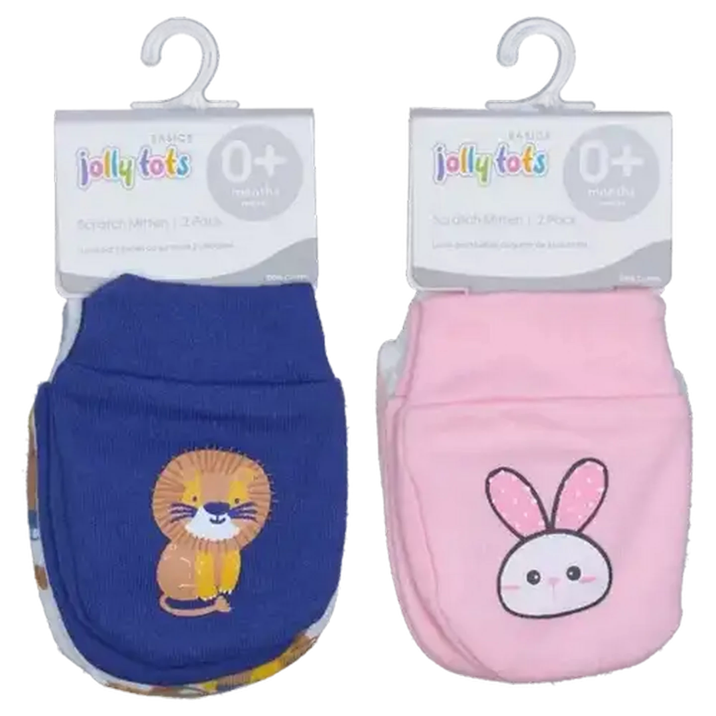 Image of Jolly Tots Newborn Scratch Mitten 0 Months + 2-Pack (Design May Vary)