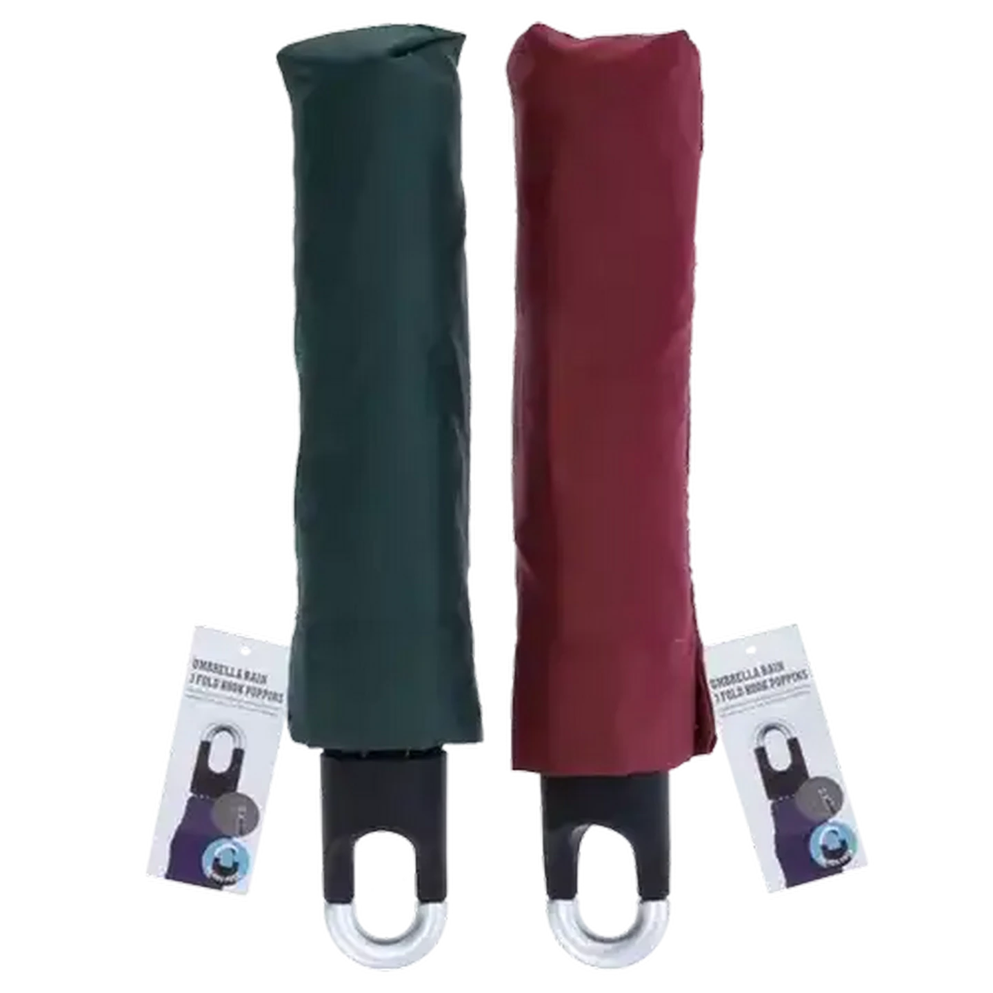 Image of Poppins 3 Fold Hook Rain Umbrella (Colour May Vary)