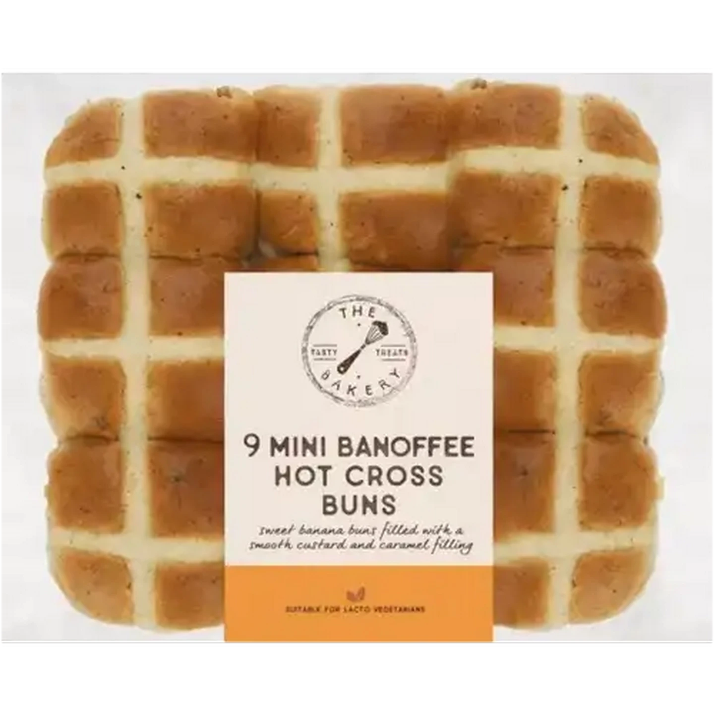Image of The Bakery Mini Banoffee Hot Cross Buns 9 Pack