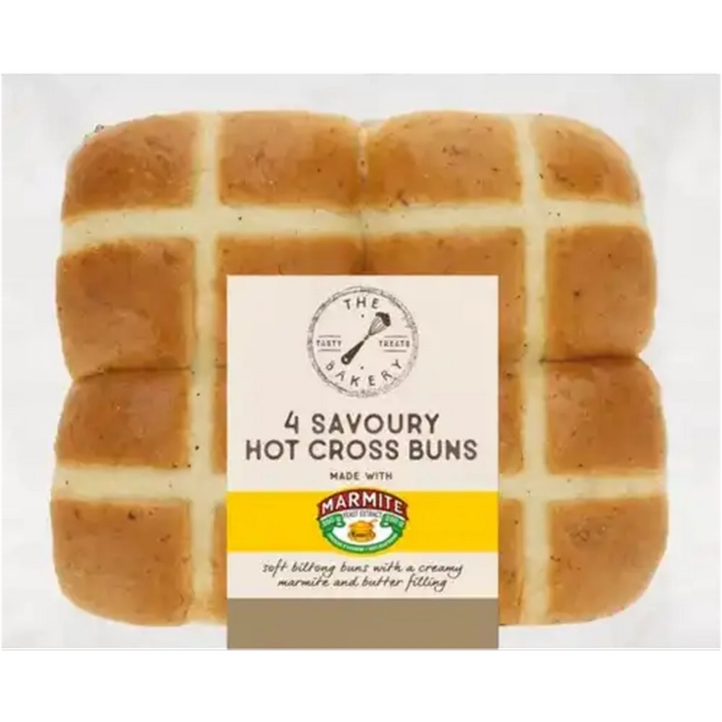 Image of The Bakery Savoury Hot Cross Buns 4 Pack