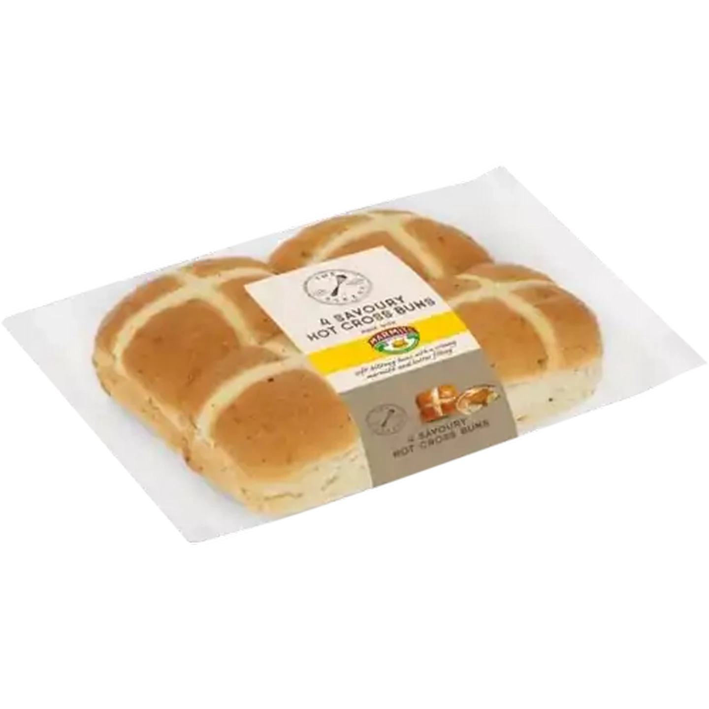 Image of The Bakery Savoury Hot Cross Buns 4 Pack