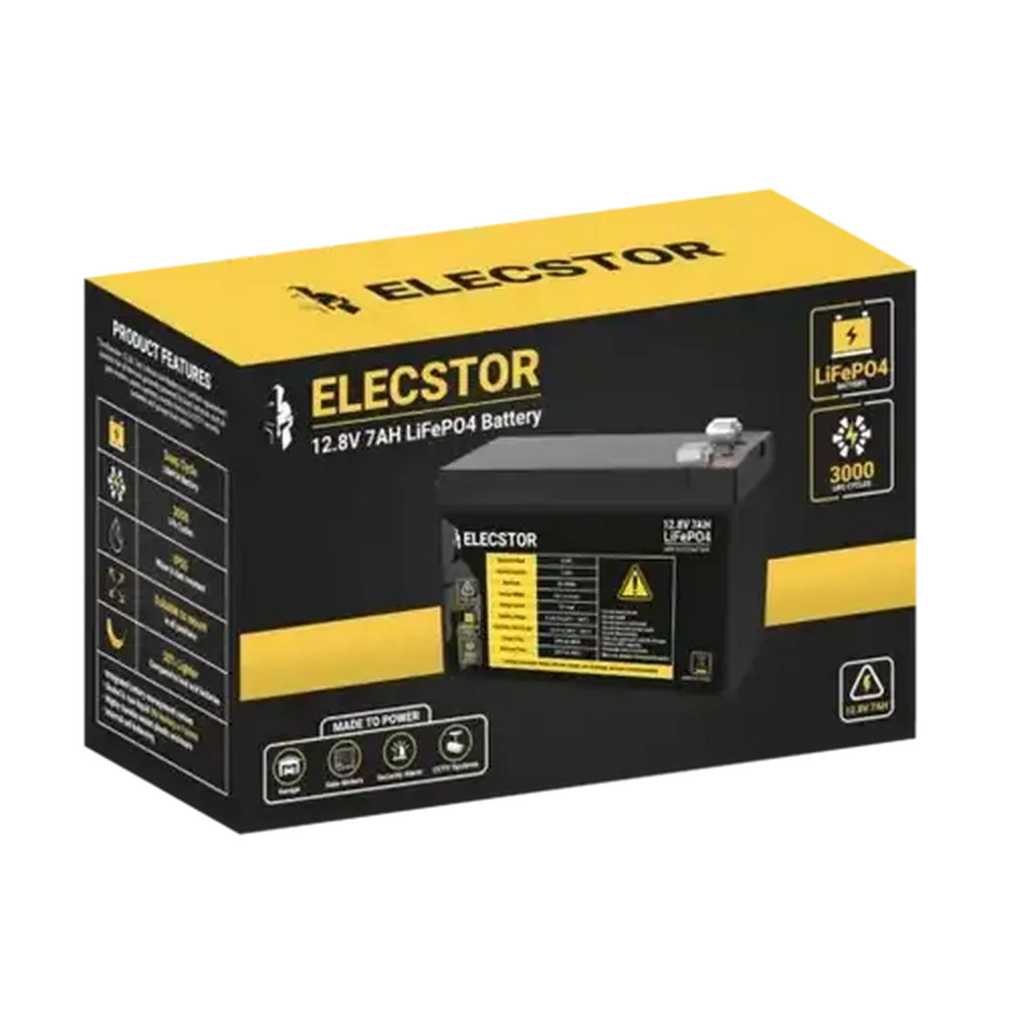 Image of Elecstor 7AH LiFeP04 Battery 12.8V
