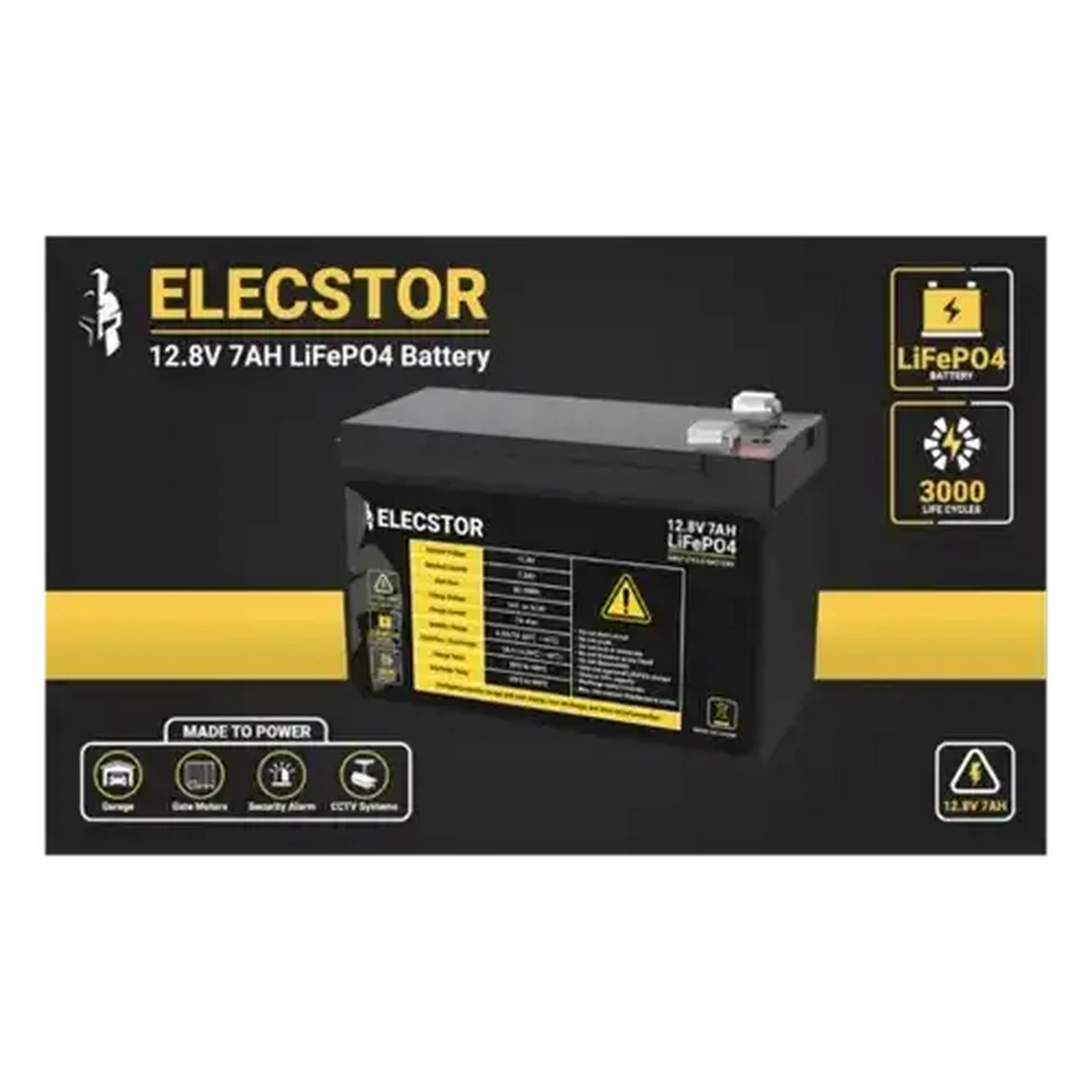 Image of Elecstor 7AH LiFeP04 Battery 12.8V