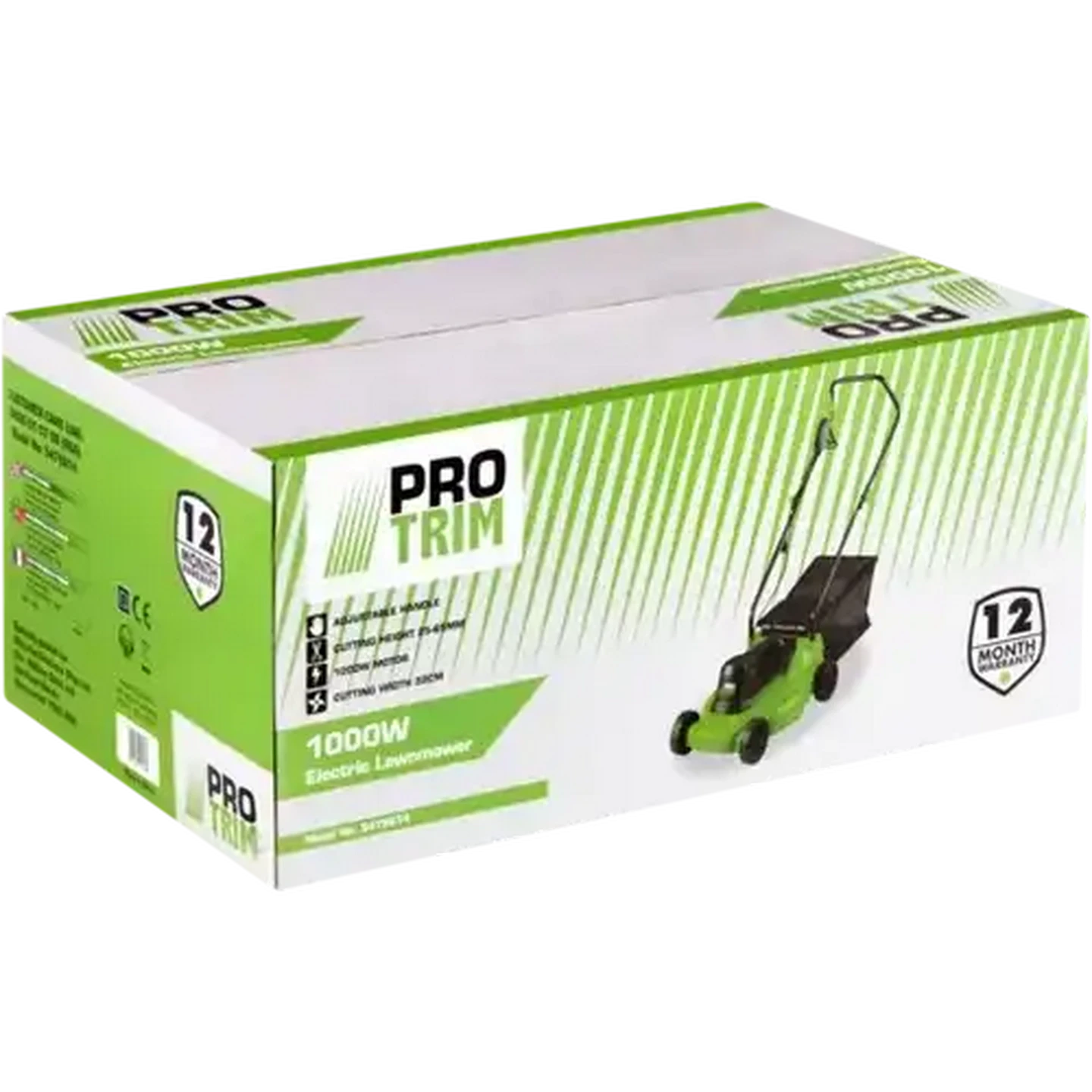 Image of Pro Trim Green & Black Electric Lawn Mower 1000W
