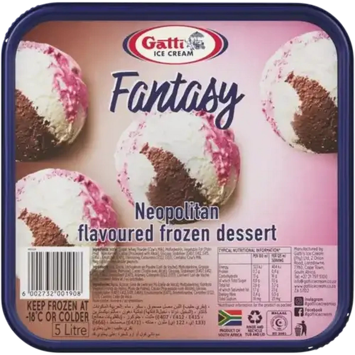 Checkers Sixty60 | Gatti Ice Cream Neopolitan Ice Cream Tub 5L