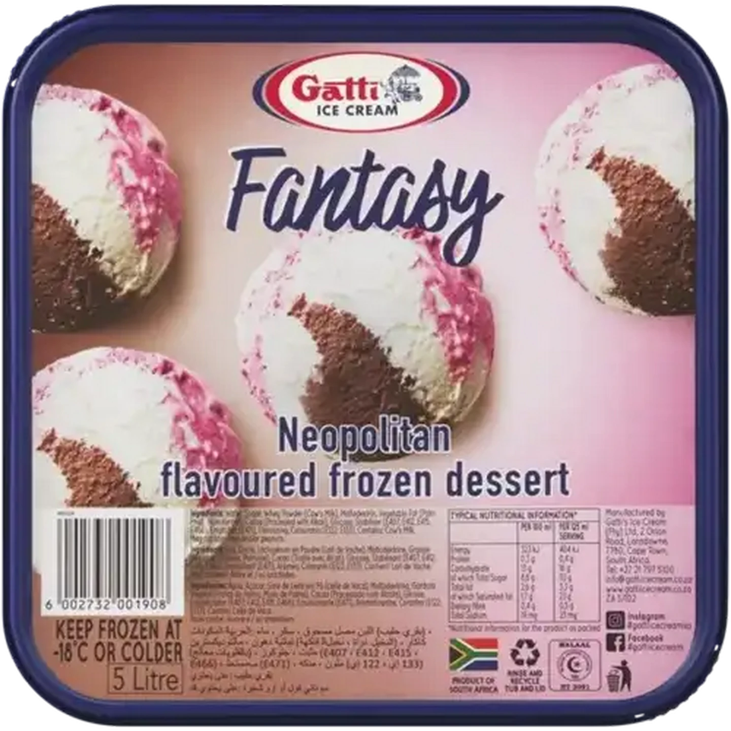 Checkers Sixty60 | Gatti Ice Cream Neopolitan Ice Cream Tub 5L