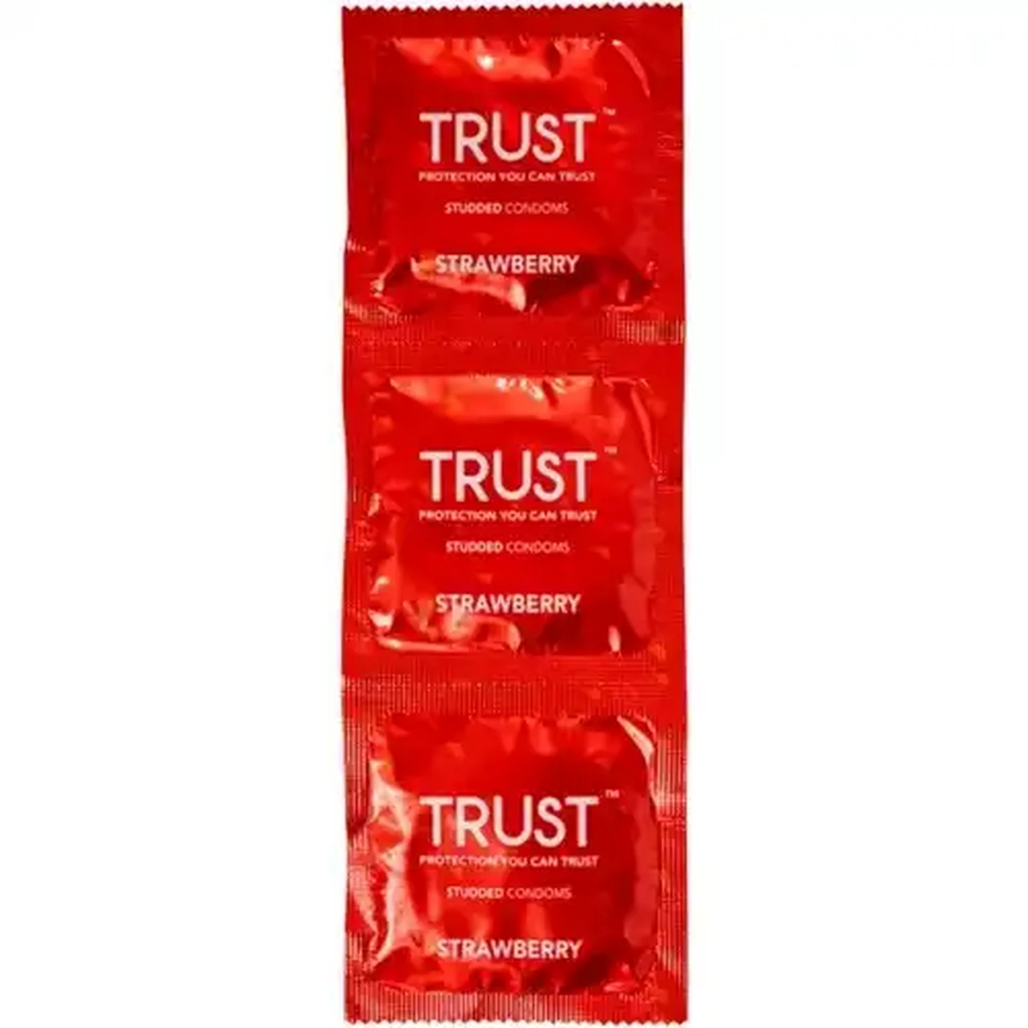Image of Trust Strawberry Studded Condoms 3 Pack
