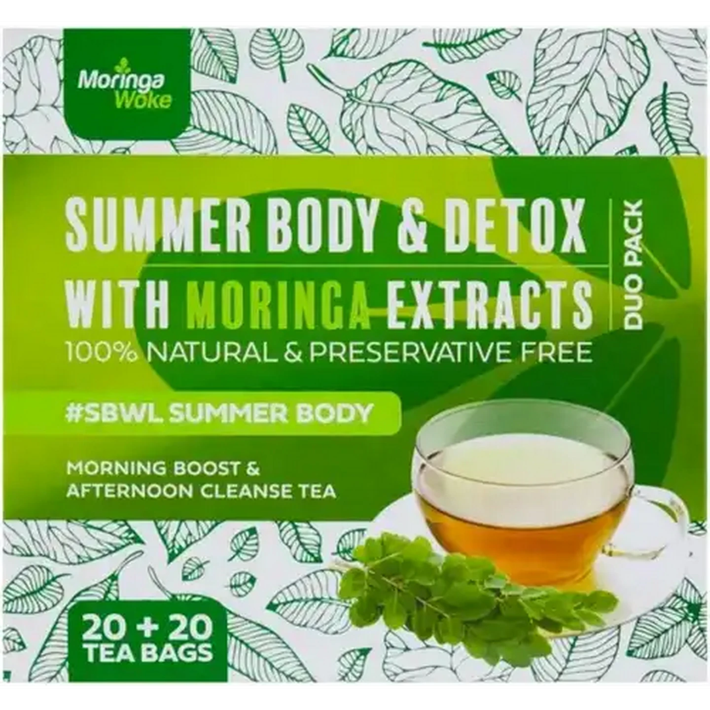 Image of Moringa Woke Summer Body & Detox Cleanse Tea Bags 40 Pack