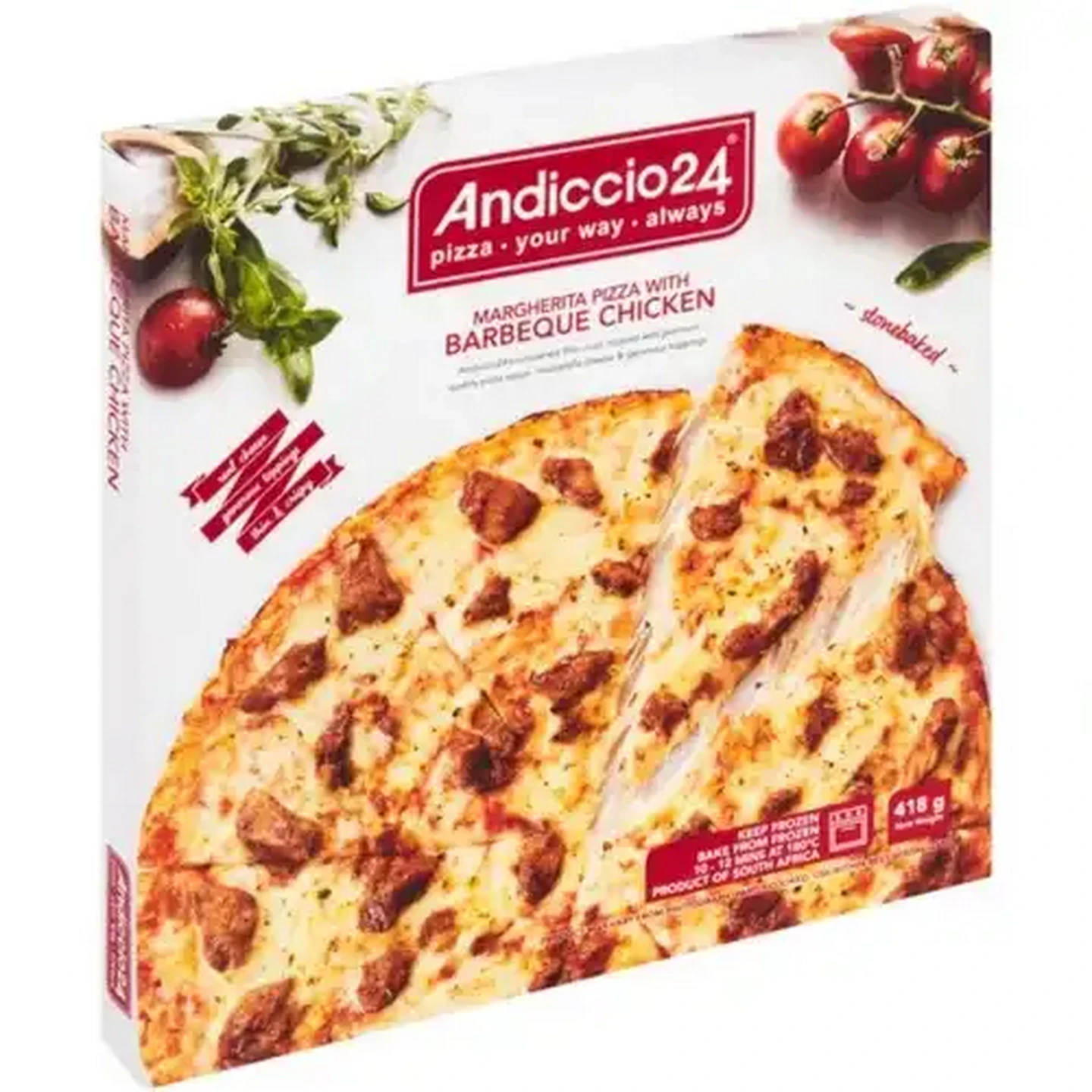 Image of Andiccio24 Frozen Margherita Pizza with Barbeque Chicken 418g