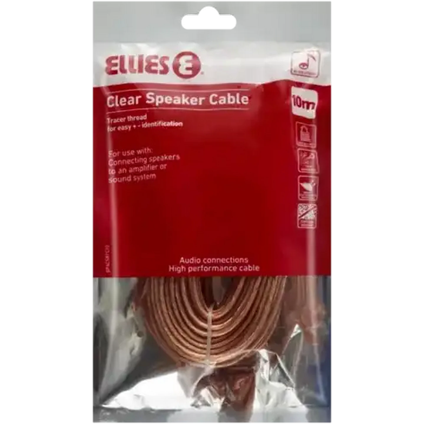 Image of ELLIES BPACSR1C10 Clear Speaker Cable 10m