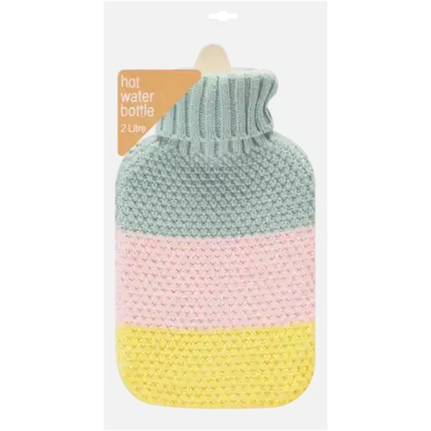 Image of Hot Water Bottle With Knitted 3 Tone Cover 2L
