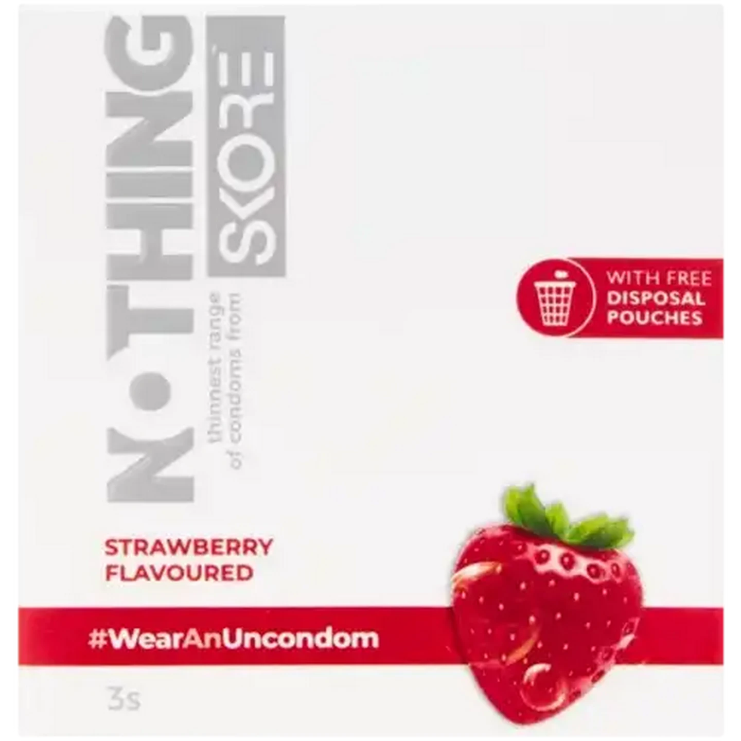 Image of Skore Nothing Strawberry Flavoured Condoms 3 Pack