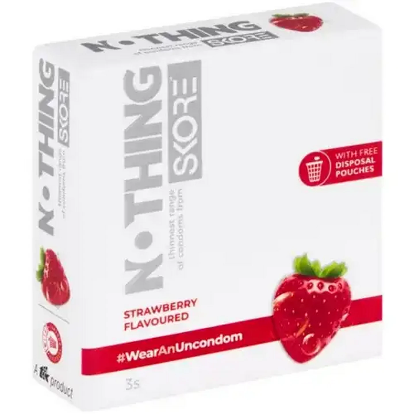 Image of Skore Nothing Strawberry Flavoured Condoms 3 Pack
