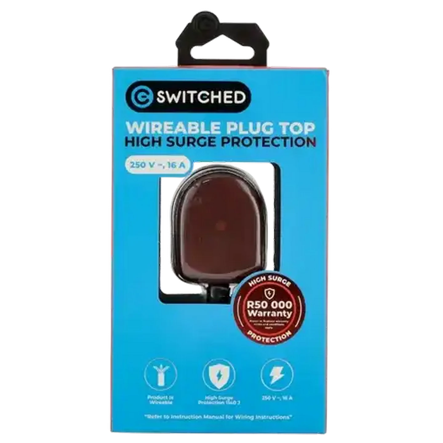 Image of Switched Wireable Plug Top High Surge Protection 250V