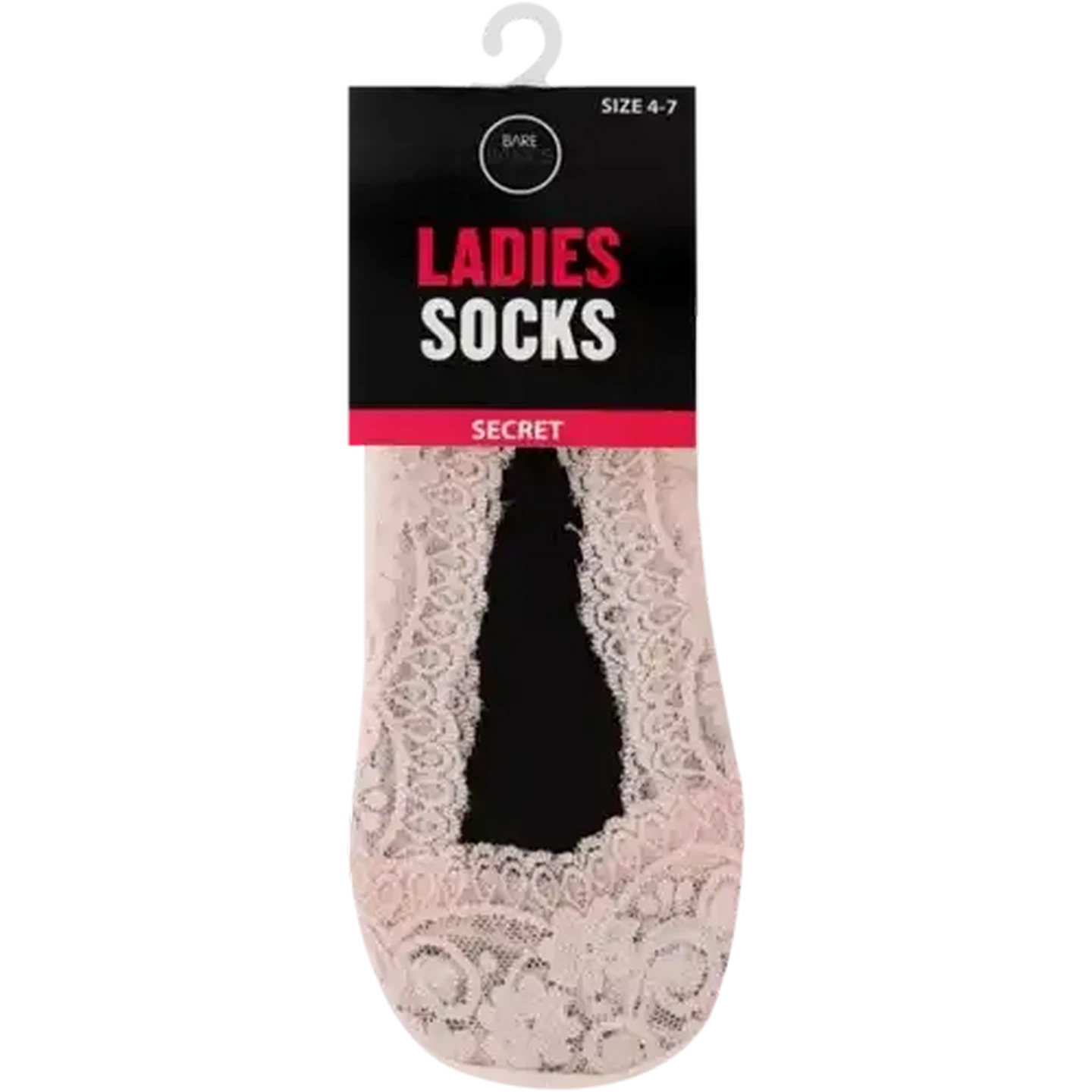 Image of Bare Basics Ladies Nude Lace Secret Socks Size 4-7