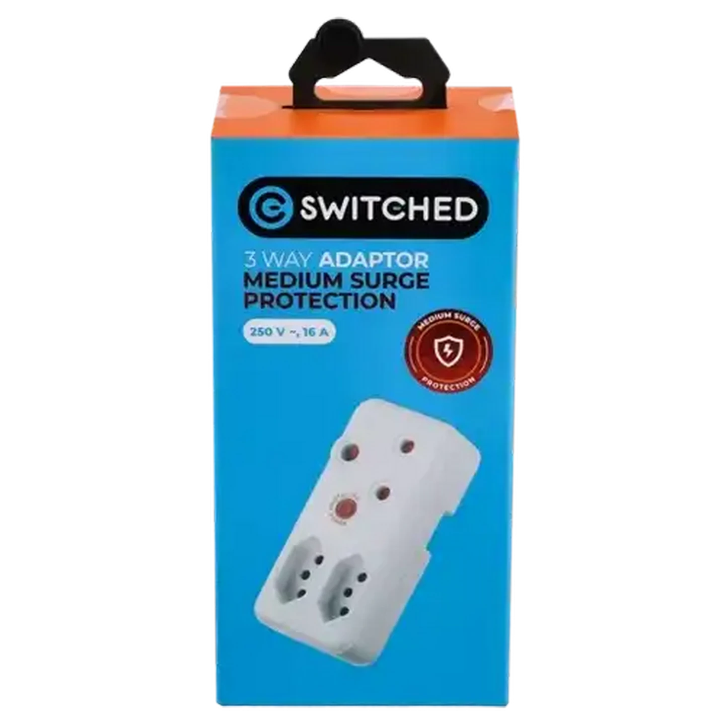 Image of Switched 3-Way Adaptor Medium Surge Protection 250V/16A