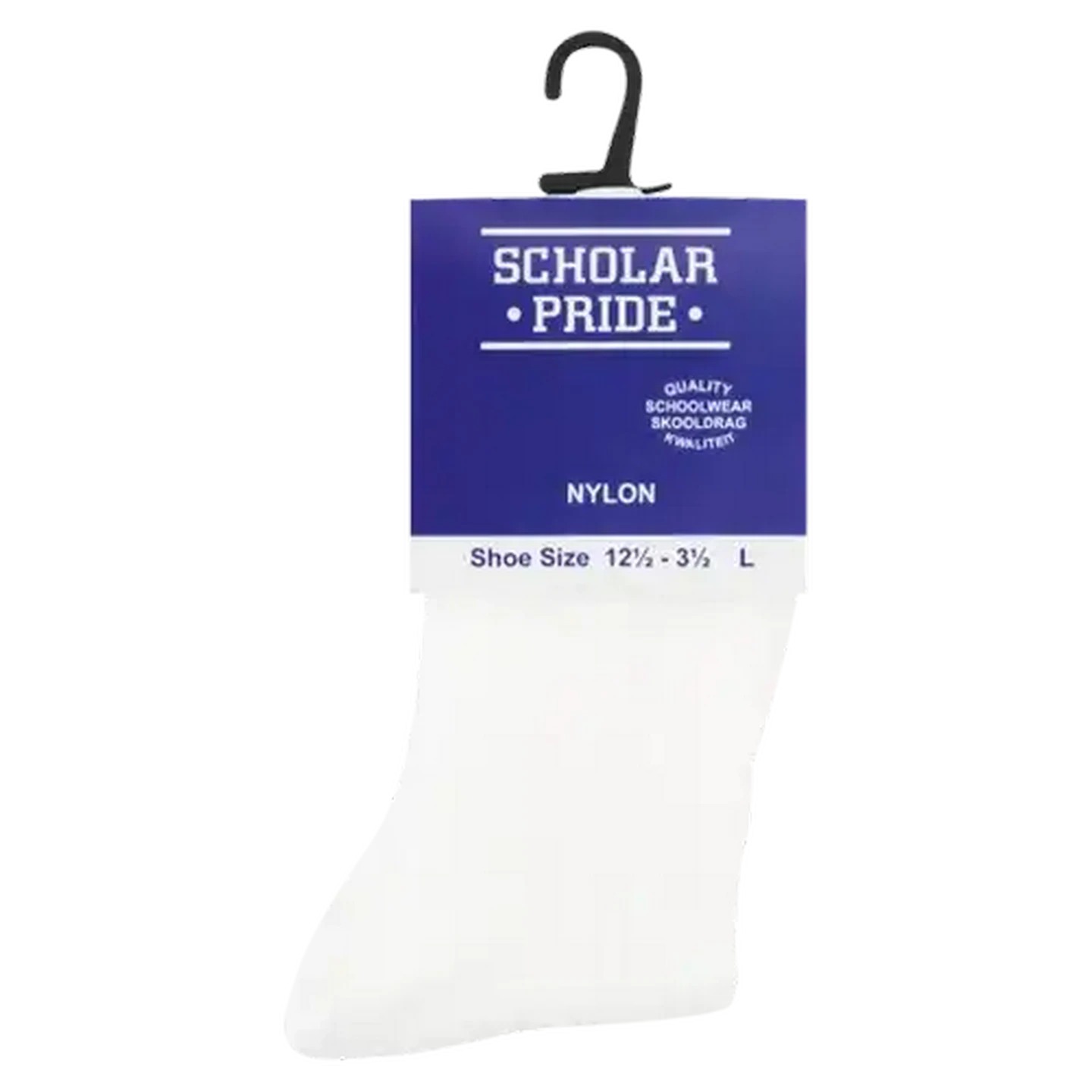 Image of Scholar Pride Large White Nylon Girls School Socks