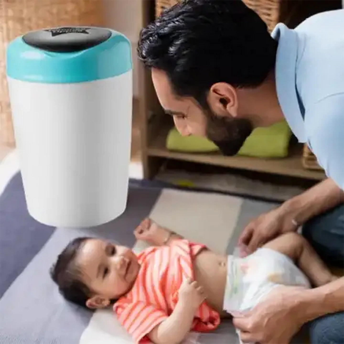 Image of Tommee Tippee Blue Simplee Sangenic Nappy Disposable Bin