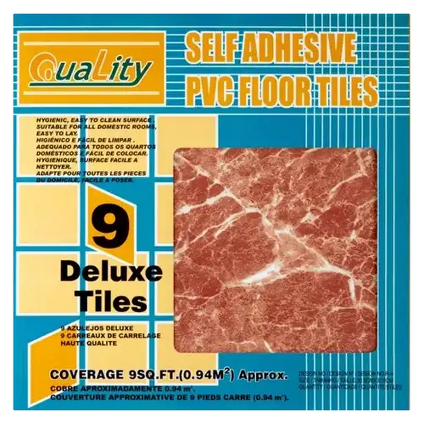 Image of Quality Brown Self Adhesive PVC Floor Tiles 9-Pack