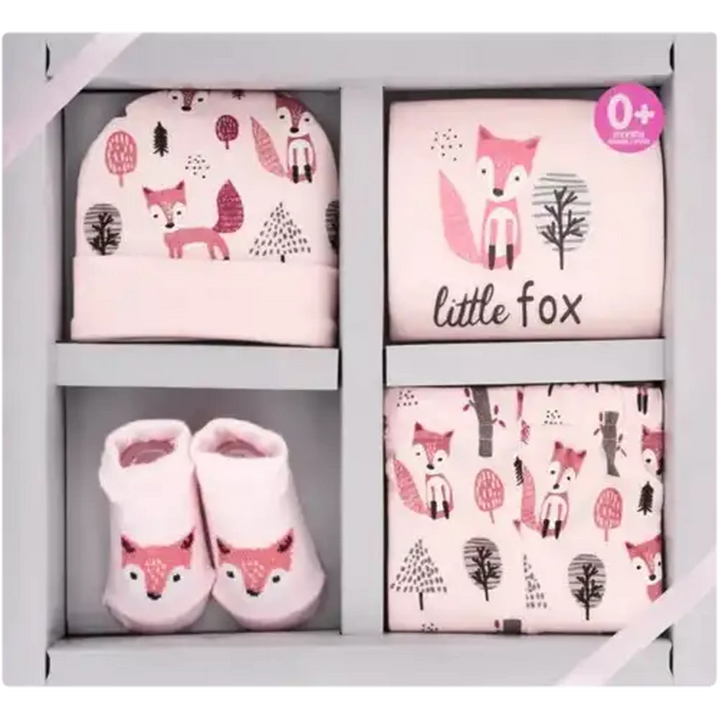 Image of Jolly Tots Basics Little Fox Clothing Gift Set 4 Piece 0-6 Months