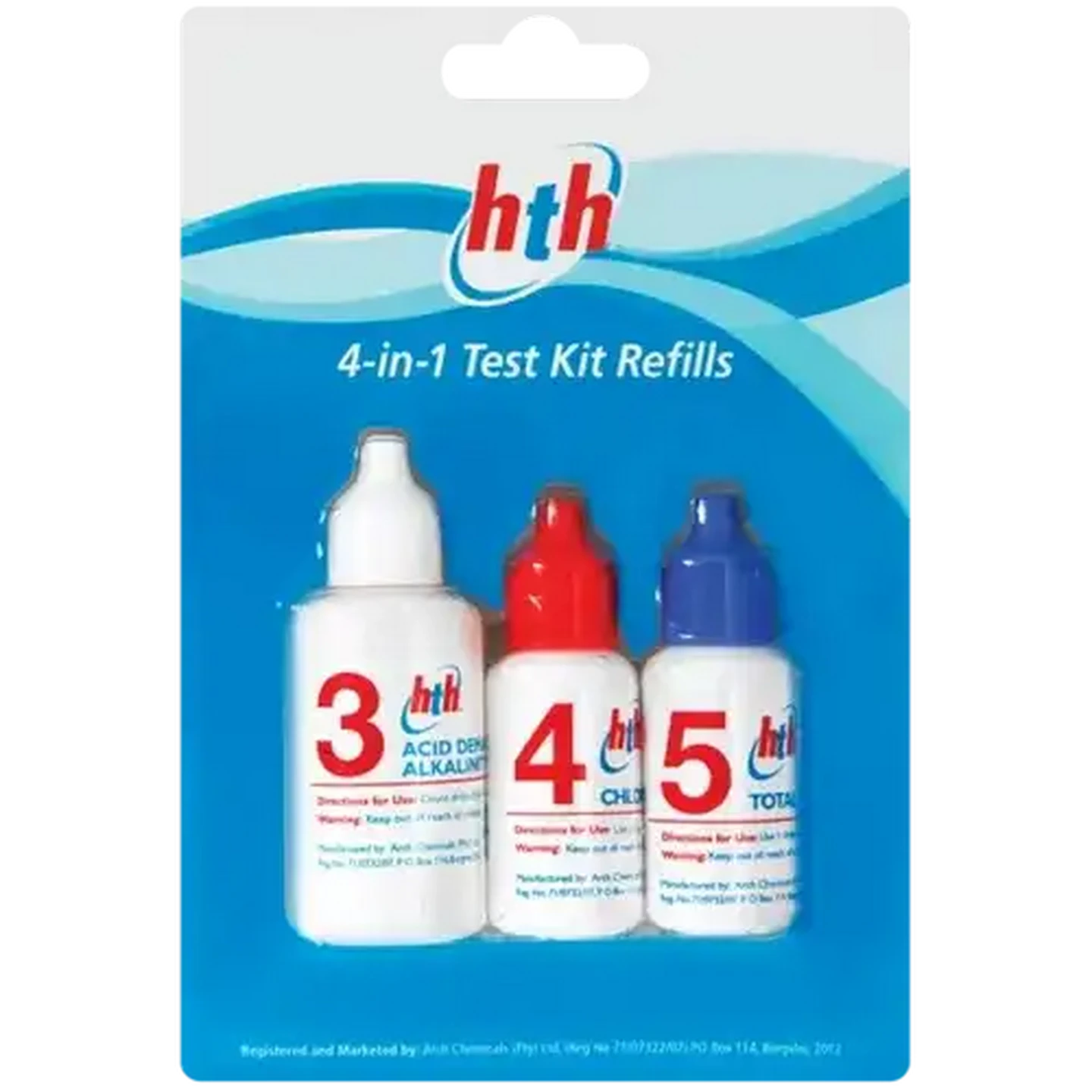Image of HTH 4 In 1 Pool Test Kit Refill Set 3 Piece