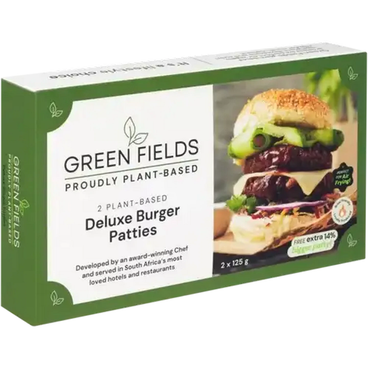 Image of Green Fields Frozen Plant-Based Deluxe Burger Patties 2 x 125g