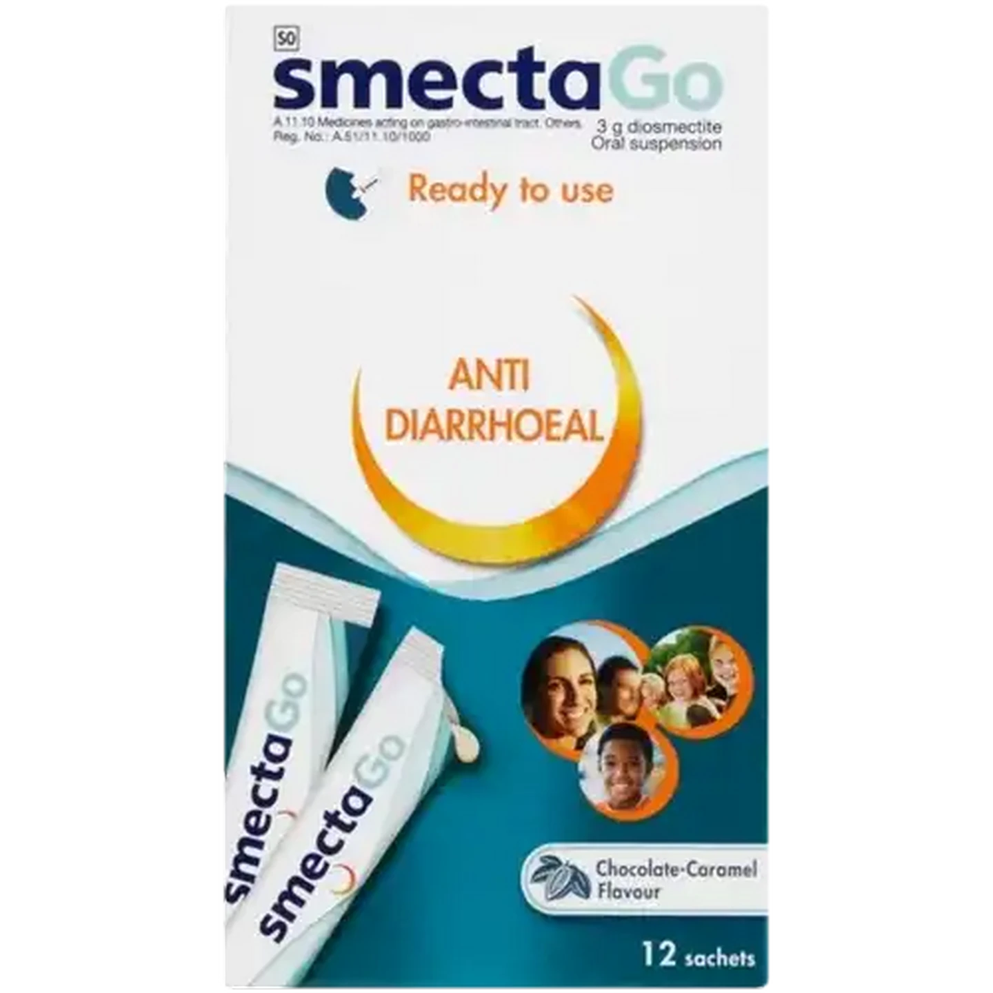 Image of Smecta Go Chocolate-Caramel Flavour Anti-Diarrhoeal 12 Pack