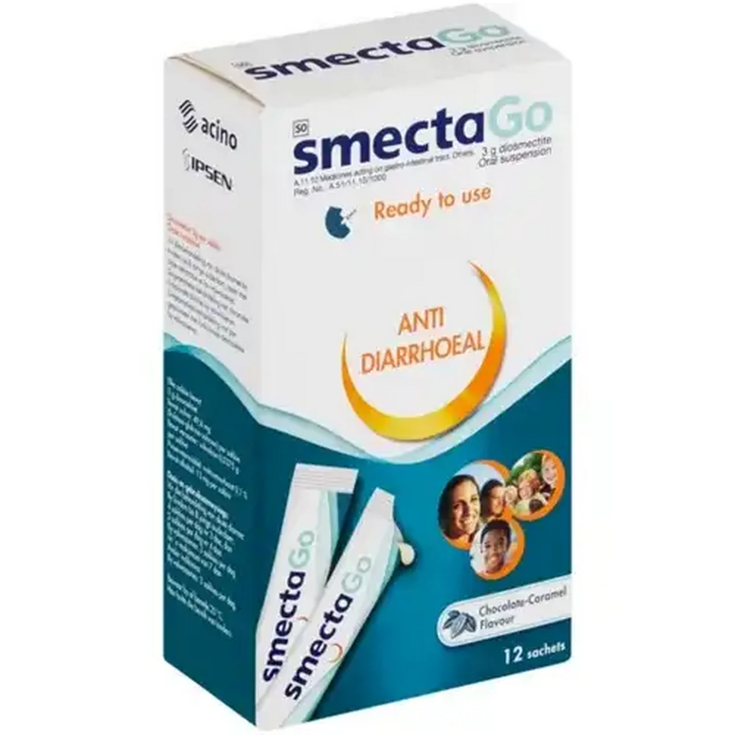 Image of Smecta Go Chocolate-Caramel Flavour Anti-Diarrhoeal 12 Pack